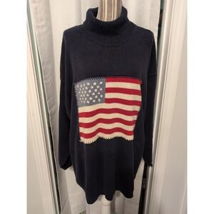 Vintage Jacques & Koko Iconic‎ Flag Turtleneck Sweater Women's Sz. 26/28